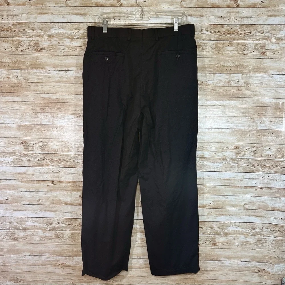Joseph & Feiss- 100% Wool Black Pleated Front Cuffed Dress Pants- Size 34X29